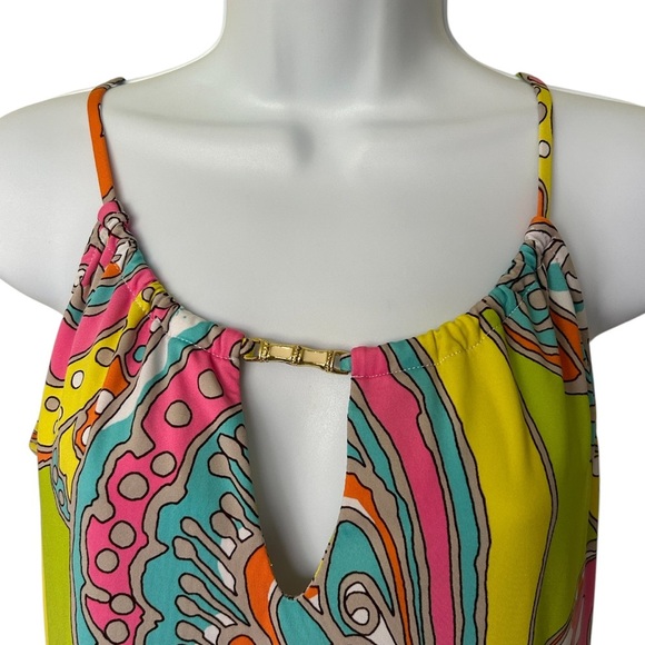 Trina Turk Butterfly Print Halter Dress Vivid Multicolor Excellent Size M - Picture 4 of 8